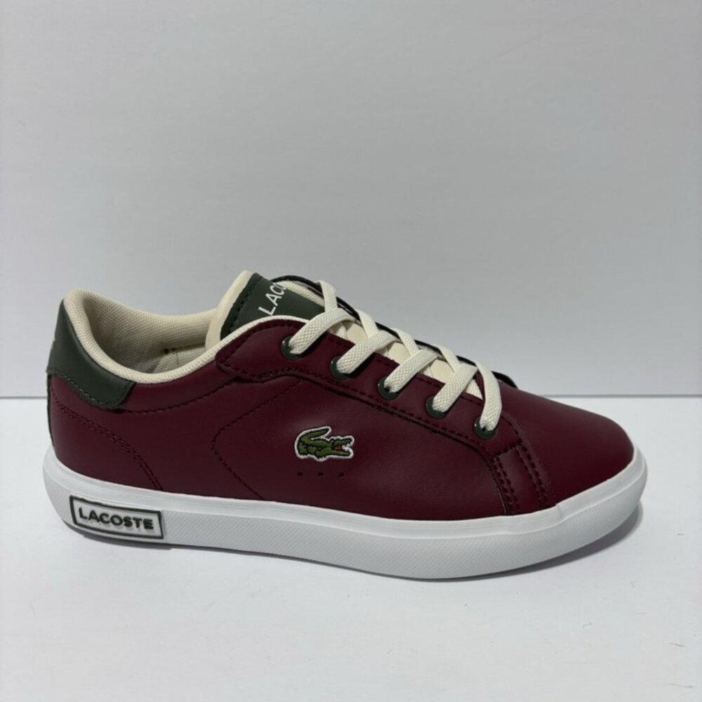 Lacoste Kids’ Powercourt 223 Burgundy Sneakers, Girls’ Size 1.5 M
